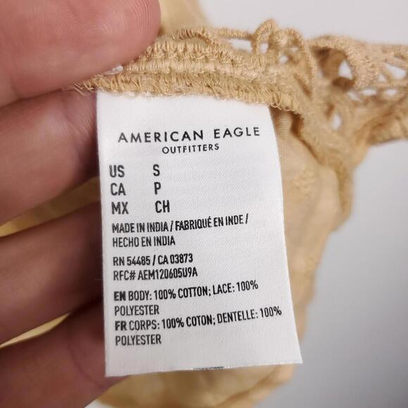 American Eagle Top Womens Small Tank Side Ties Oversized Windowpane Flowy - Picture 7 of 10